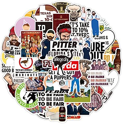 Cool Teen Stickers for Laptop, Skateboard, Unique Vinyl Decal for Water Bottle, Computer, Phone, Travel case, Bike 50pcs Pack (Letterkenny)