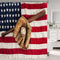 DYNH Baseball Shower Curtains, Baseball Bat Glove on a Vintage American Flag Bath Curtain, Waterproof Polyester Fabric Bathroom Curtain with 12 Hooks, 69X70 Inches