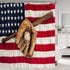 DYNH Baseball Shower Curtains, Baseball Bat Glove on a Vintage American Flag Bath Curtain, Waterproof Polyester Fabric Bathroom Curtain with 12 Hooks, 69X70 Inches