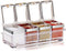 Aogist Kitchen Spice Pots 4 Piece Clear Seasoning Box - Premium Quality Seasoning Storage Container - Storage Container Condiment Jars - Seasoning Rack - Acrylic Seasoning Box with Cover and Spoon 304 Steel Edge