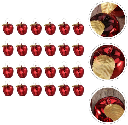 BESPORTBLE 24pcs Shatterproof Christmas Tree Baubles Apple Shaped Hanging Ornaments for Xmas Holiday Wedding Party Decoration (Red)
