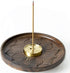 SeedWave Wooden Incense Holder for Sticks, Detachable Brass Incense Burner Holder, Handmade Lotus Incense Ash Catcher for Home Decor Yoga Spa Meditation
