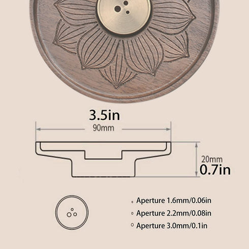 SeedWave Wooden Incense Holder for Sticks, Detachable Brass Incense Burner Holder, Handmade Lotus Incense Ash Catcher for Home Decor Yoga Spa Meditation