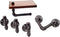 Industrial Bathroom Accessories Set. Toilet Paper Holder with Dark Wood Shelf, Hand Towel Holder, and Towel Hooks for Bathroom Wall Mounted. Black Farmhouse Bathroom Decor and Restroom Decor