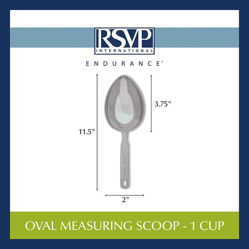 RSVP Endurance Stainless Steel Oval 1 Cup Measuring Scoop