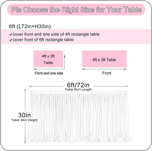 6FT Blue Tulle Table Skirt Blue Tutu Table Skirts for Wedding Birthday Party Baby Shower