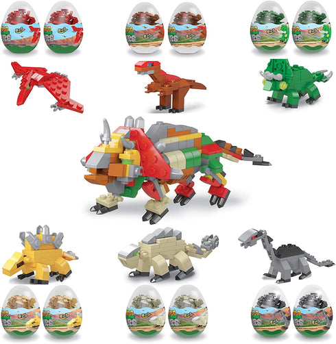 12pcs Dinosaur Eggs with Dinosaurs Building Blocks, Egg Surprise Toys for Easter Basket Stuffers,Kids Activities Toy - Toys for 3+ Year Olds Boys Girls