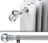 1 Inch Adjustable Curtain Rod Set-Silver Curtain Rods for Windows 34 to 68"- Sturdy Single Drapery Rod for Sliding Door, Bedroom, Kitchen,Living Room (With 2 Brackets)