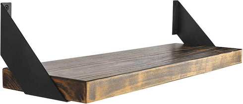 Iron 8 inch Shelf Brackets Flat Angle Curved Black Floating Industrial Shelves Support Brackets, Set of 2