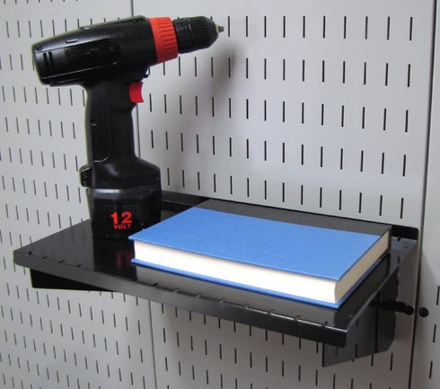 Wall Control Pegboard Shelf 9in Deep Pegboard Shelf Assembly for Wall Control Pegboard and Slotted Tool Board Black