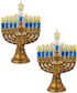 Kurt Adler Noble Gems Gold Jewish Menorah Glass Holiday Hanukkah Ornament