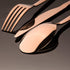 SANTUO 20 Piece Silverware Set for 4, Dinning Stainless Steel Flatware Set, 20pcs Lunch Tableware Cutlery Set, Dinner Mirror Polished Utensils, Include Knife Fork Spoon for Home (Rose Gold)