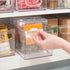 mDesign Plastic Food Storage Organization Container Bin w/Handles, for Kitchen, Pantry, Cabinet, Fridge/Freezer, Countertop - Organizer for Refrigerator Snacks - Ligne Collection -Clear
