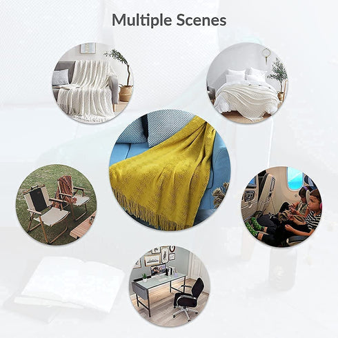 JibHome Knitted Throw Blankets for Couch and Bed, Soft Cozy Knit Blanket with Tassel, Yellow Lightweight Decorative Blankets and Throws, Farmhouse Warm Woven Blanket for Men and Women(Yellow)
