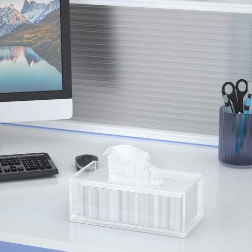 FEMELI Acrylic Tissue Box,Clear Facial Tissue Holder Case Dispenser Napkin Organizer for Bathroom Kitchen Bedroom Office