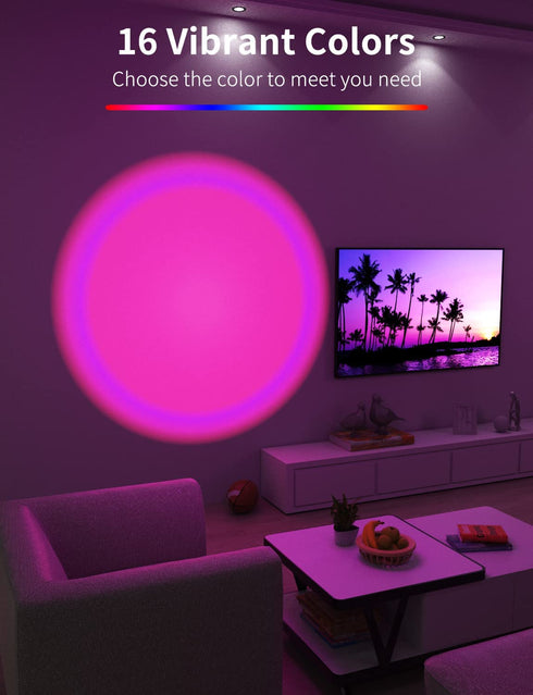 Sunset Lamp 16 Colors, SKREWIER Compact Sunset Lamps with Remote, 360°Rotated & Easy to Use, Bright Color Changing Sunset Lamp for Bedroom/Living Room/Photography/Gift Packaged, USB Powered
