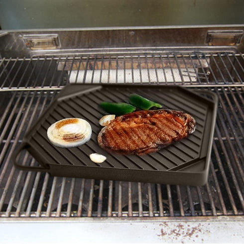 Youtian Reversible Griddles/Grill,2-in-1 Double Use,Non-Stick Aluminum Stove Top Portable for Camping,Square Shaped Black
