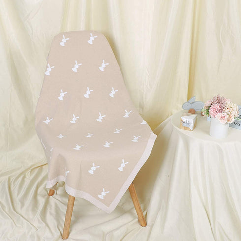 LAWKUL Baby Wrap Blanket Soft 100% Cotton Baby Blanket Knit Crib Receiving Blanket with Bunny Pattern Swaddle Cute Blanket for Babies Boy and Girl in Easter Size 4030 Inches