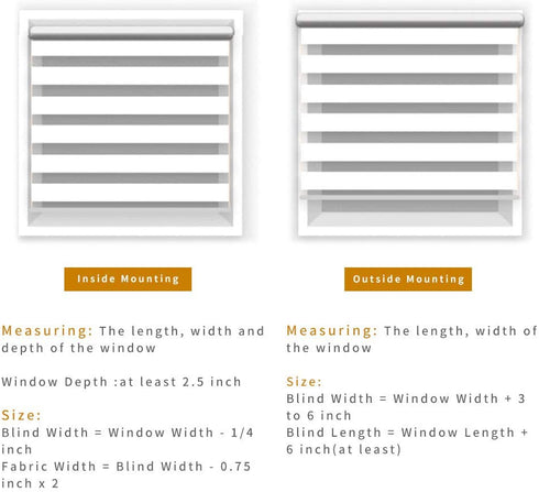 LUCKUP Horizontal Window Shade Blind Zebra Dual Roller Blinds Day and Night Blinds Curtains?Easy to Install 35.4" x 90" Grey