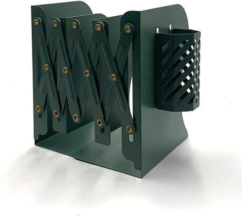 Adjustable Book Ends, Hmseng Bookends Book Holders for Shelves, Desk Magazine File Organizer Holder for Office, Books, Papers, Extends up to 19 inches.Scratch-Resistant Hand Coating-Green