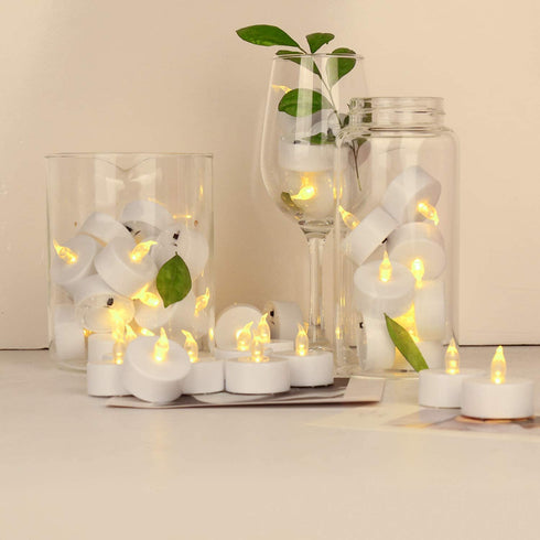 JUNPEI 24Pack Battery Tea Lights - LED Tea Lights Realistic and Bright Flickering Holiday Gift Operated Flameless LED Tea Light for Seasonal & Festival Celebration Warm Yellow Lamp Battery Powered