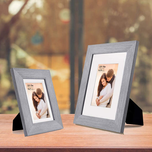 LaVie Home 5x7 Picture Frames (3 Packs, Gray) with Real Glass, Wall or Tabletop Display Pictures 4x6 with Mat or 5x7 Without Mat, French Country Style Perfect for Celebration and Home Decor
