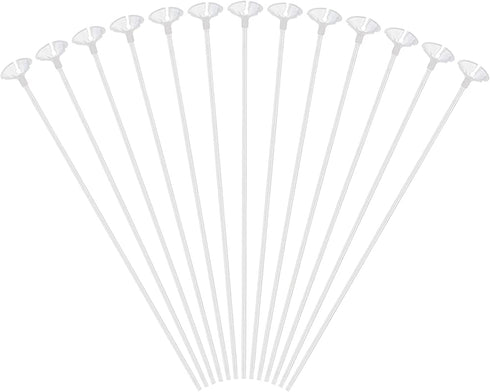 VIDELLY 100 Pieces Balloon Sticks 16inch Bobo Balloons Sticks Clear Plastic Balloon Sticks Holders With Balloon Cups for Party Wedding Birthday Anniversaries Valentines Day Decor Party Supplies