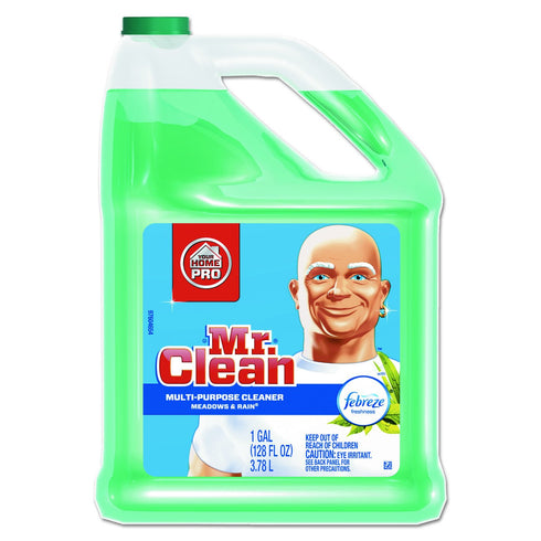 Mr. Clean Multipurpose Cleaning Solution with Febreze, 128 oz. Capacity Bottle, Meadows and Rain Scent