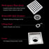 Fibetter Square Shower Drain, 4-1/4 Inch SUS 304 Stainless Steel Grid Pattern with Hair Strainer Square Drain for Shower - Brushed Nickel
