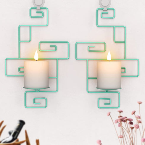 QIKADSEN Wall Candle Sconces Set of 2 Easy Installed Wall Candle Holder Décor for Dining or Living Room Light Green