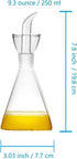 HAIZEEN 9 oz / 250 ml Clear Glass Olive Oil Dispenser Bottle - Oil & Vinegar Cruet with Pourers and NO Funnel Needed - Olive Oil Carafe Decanter for Kitchen and BBQ