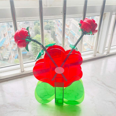 Flushbay Acrylic Flower Vase Ins Style Floral Arrangement Vases Red Flower Floral Vases and Containers for Wedding Centerpieces, Home Decorations, Office Ornaments (Red)