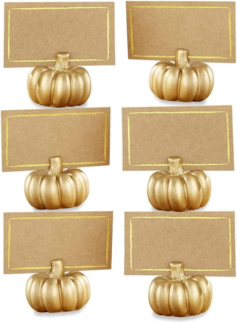 Kate Aspen Fall Decor Mini Gold Pumpkin Place Card Holder (Set of 6), Perfect for Thanksgiving Table Decor, Fall Themed Weddings, Bridal Brunches