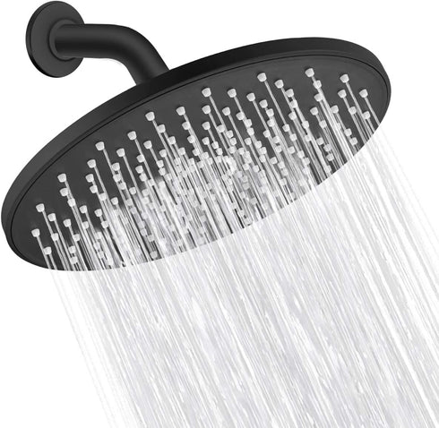 Rain Shower Head VMASSTONE 9In High Pressure Showerhead - Tool Free Installation- with Large Spray Surfaces and 200 Nozzles for Delicate and Unstimulate Shower Experience (EM-001 Matte Black/Black)