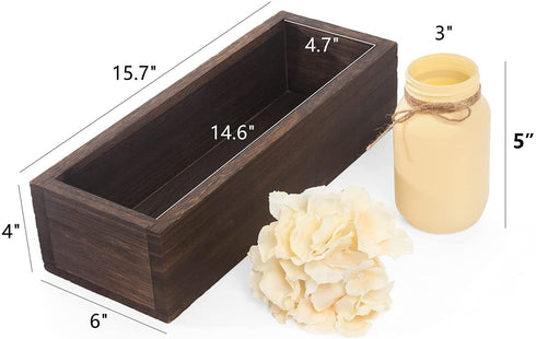 Mkono Bathroom Decor Box Toilet Paper Holder Wood Tank Box Storage Basket with Mason Jar and Flower Bathroom Kitchen Table Countertop Funny Farmhouse Rustic Home Decor,Yellow