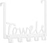 Bath Over The Door Towel Rack 5 Hooks Towel Holder Wall Hooks for Robe, Towel, Coat, Bag- White