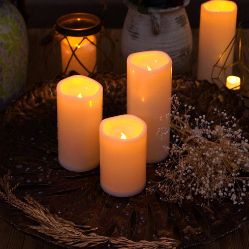 Homemory 6" x 4" Waterproof Outdoor Flameless Candles - Battery Operated Flickering LED Pillar Candles for Indoor Outdoor Lanterns, Long Lasting, Large, Set of 2