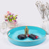 MAONAME 13" Round Tray, Blue Serving Tray with Handles, Modern Decorative Tray for Coffee Table, Plastic Ottoman Tray for Ottoman, Bathroom, Decor