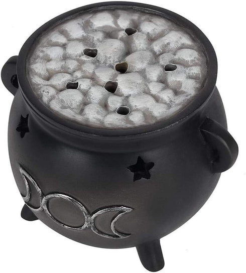 Green Tree Triple Moon Cauldron Incense Holder