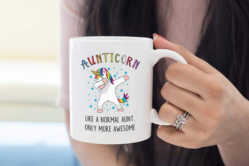 Aunticorn Funny Coffee Mug Unicorn Aunt Gift Mug PLUS Aunt Gift Keychain Best Aunt Ever Gifts from Niece or Nephew 11 Oz Double Sided Mug for Aunts, Mother, Grandma