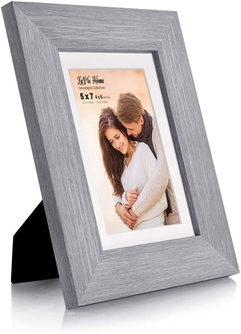 LaVie Home 5x7 Picture Frames (3 Packs, Gray) with Real Glass, Wall or Tabletop Display Pictures 4x6 with Mat or 5x7 Without Mat, French Country Style Perfect for Celebration and Home Decor