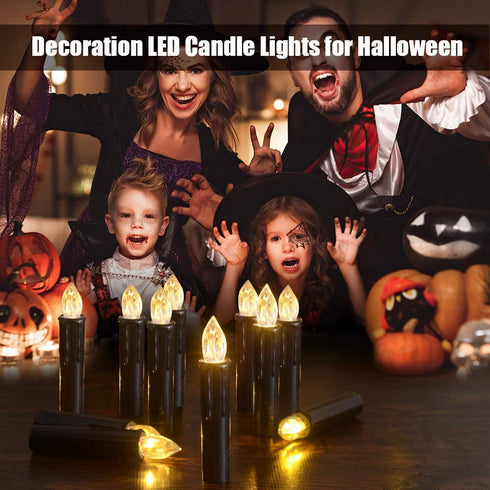 Battery Operated Taper Candles, PChero Flickering Flameless Tapered Candlesticks with Remote Timer, 10pcs Dripless Warm White LED Handheld Candles Lights for Church Wedding Party Decor