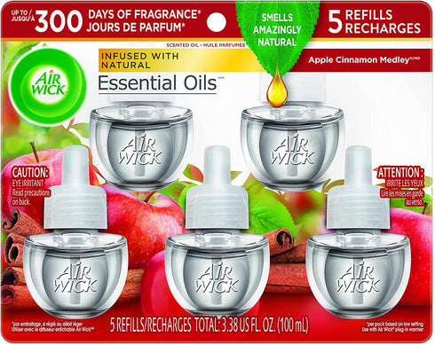 Air Wick, Plug in Scented Oil 5 Refills, Apple Cinnamon Medley, 3.38 oz