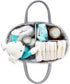 KiddyCare Baby Diaper Caddy Organizer - Stylish Rope Nursery Storage Bin 100% Cotton Canvas Portable Storage Caddy Basket for Changing Table & Car - Diaper Organizer for Baby Girl & Baby Boy (Gray Regular)