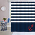 Bonhause Navy Blue Stripe Shower Curtain with 12 Hooks Nautical Anchor Decorative Bath Curtain 72 x 72 Inch Polyester Fabric Waterproof Bathroom Curtain