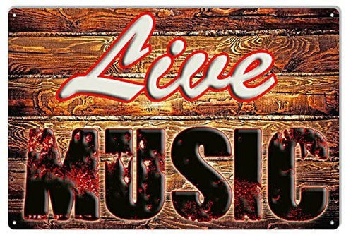 Dark Branches Live Music Tin Sign, Live Music Restaurant and Bar Vintage Looking Metal Sign, 8" X 12" inch Aluminum Sign.