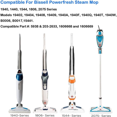 Mr.ZZ 6pk Steam Mop Pads for Bissell Replacement/Washable/Reusable Compatible with Bissell Steam Mop 1940 1440 1544 1806 2075 Series,Model 19402 19404 1940