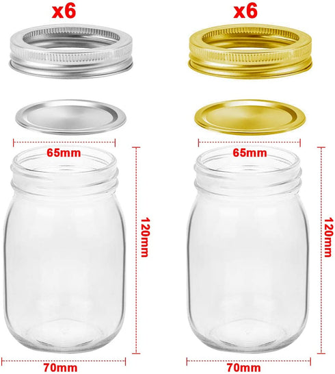 Mason Jars, SPANLA 16 OZ Mason Jars Glass Jars with Regular Lids and Bands, Ideal for Jam, Honey, Wedding Favors, Shower Favors, Baby Foods, DIY Magnetic Spice Jars, 12 PACK, 12 Whiteboard Labels