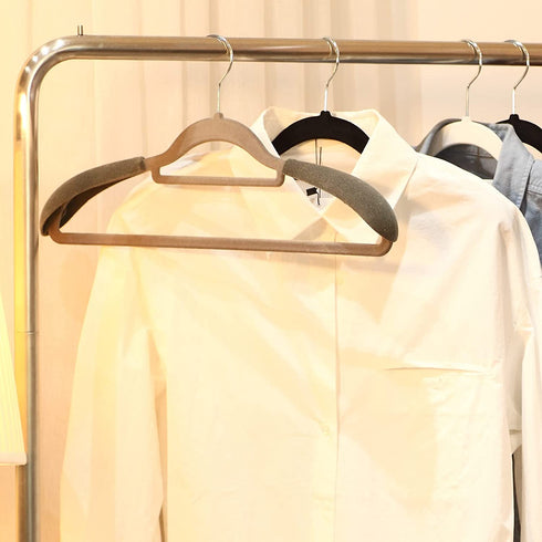 KADEA 10 pcs Velvet Hangers with Shoulder Form, Suitable for Velvet Hangers, Non-Slip (Please Note: Hangers are not Included.) (Black)