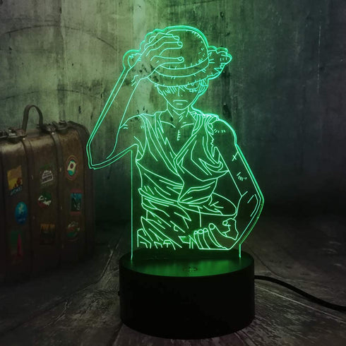 Japan Anime Monkey D. Luffy 3D LED Illusion Night Light 7 Colors Desk Lamp Home Bedroom Decor Child Birthday Christmas Kids Toys(Monkey D. Luffy)